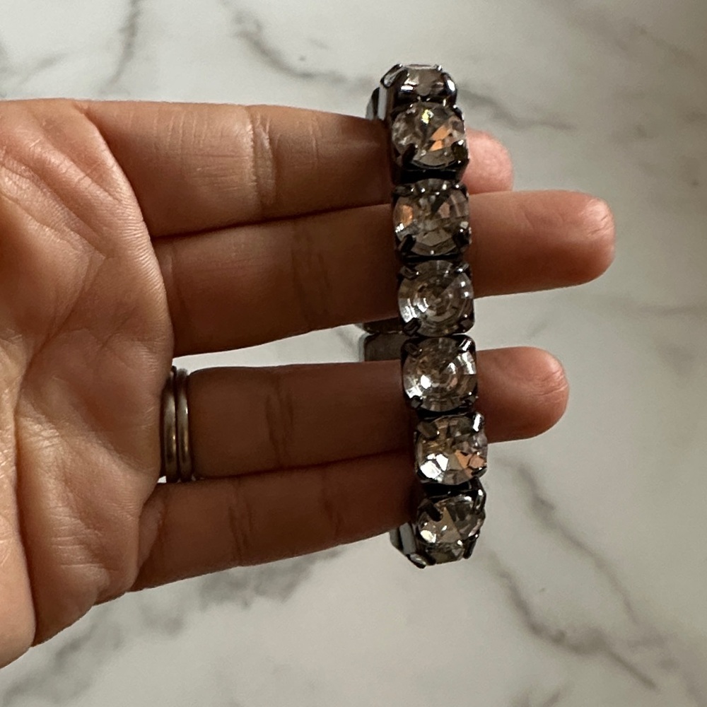 J. Crew Black Bracelet with Clear Stones